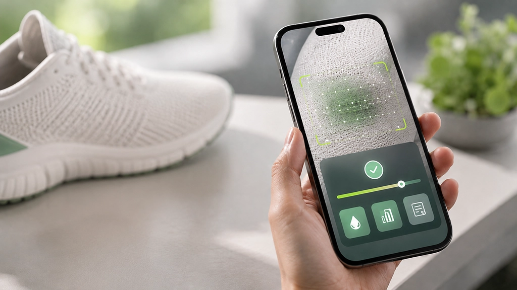 Mold AI+ AI scanning app inspecting a shoe surface